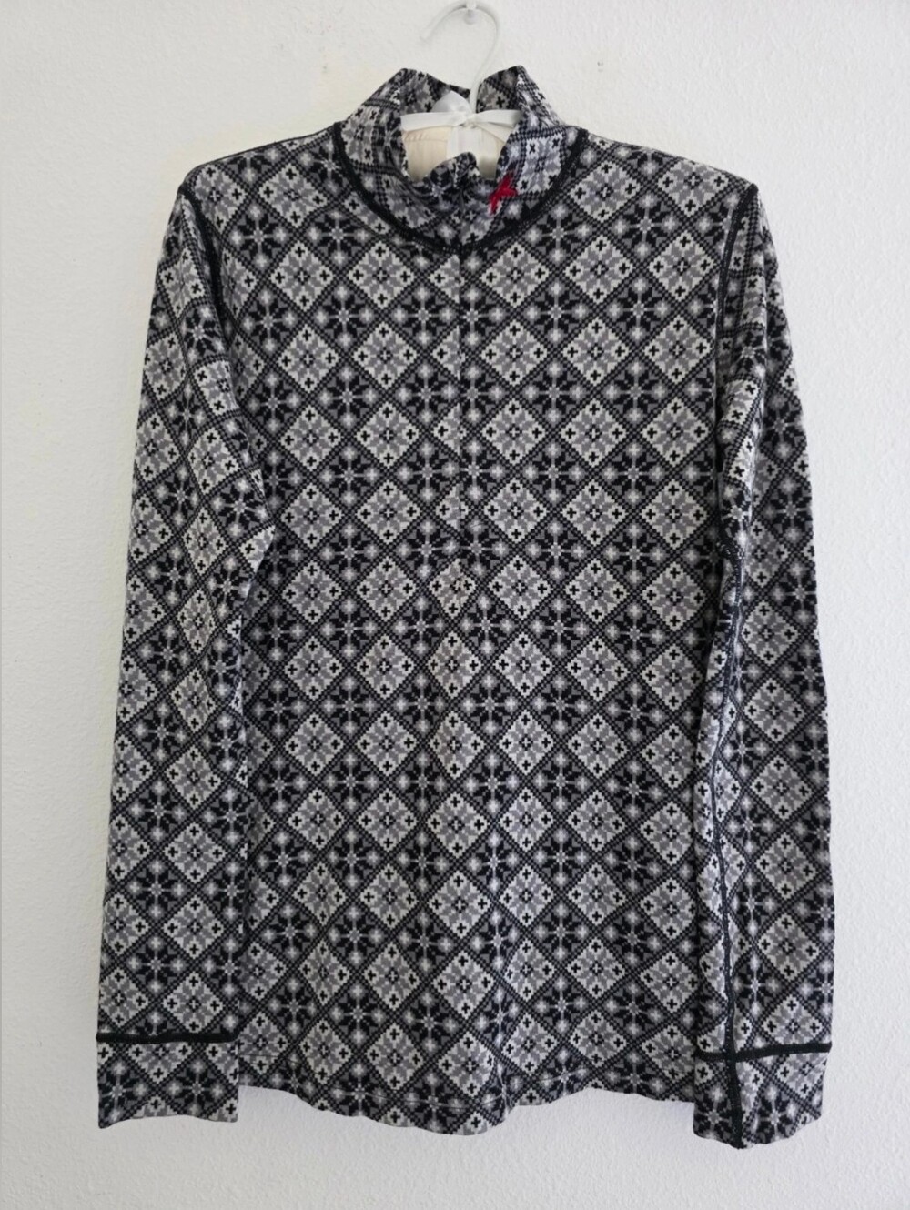KARI TRAA Rose Half Zip Base Layer Top 100% Merino Wool In Black Sz XL